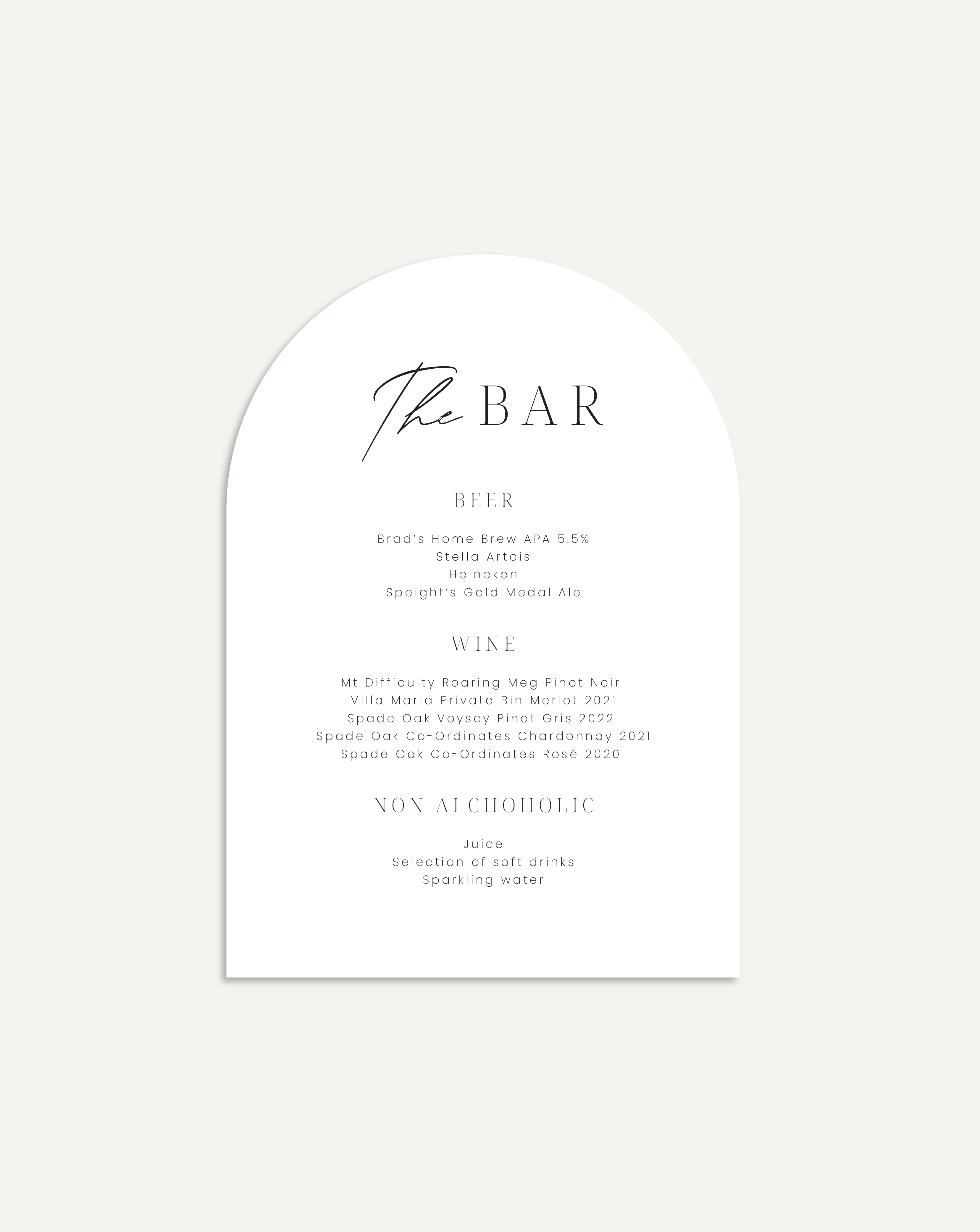 Petra Bar Menu